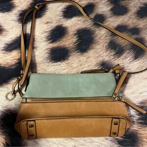 Simply Noelle Neutral Colorblock Crossbody or Shoulder Bag w/ Zipper Closures